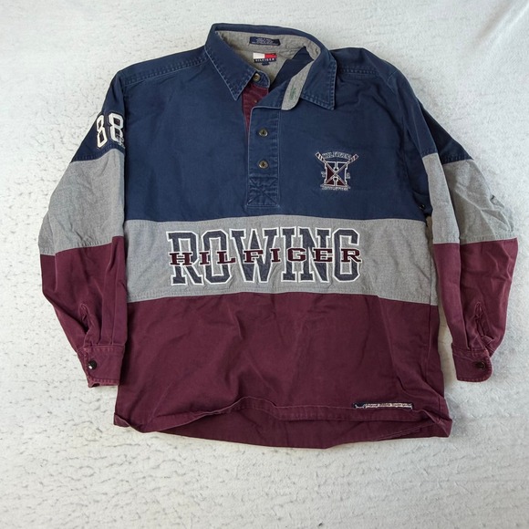 Tommy Hilfiger Other - Tommy Hilfiger Rowing Rugby Shirt Mens Large Multicolor Colorblock Long Sleeve